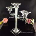 wedding favor crystal candle holder with 2 arms and crystal bead stem